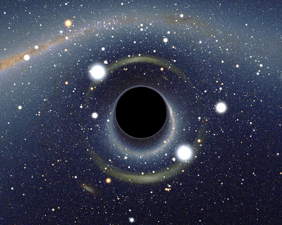 an image of a blackhole showing a gravitional lensing effect